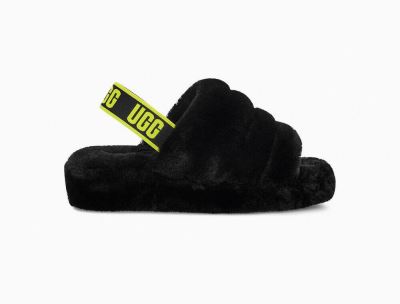 UGG Fluff Yeah Sundae Slide Womens Slippers Black - AU 793IQ